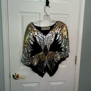 Scala Gold and Silver Sequined/Beaded  T-shirt